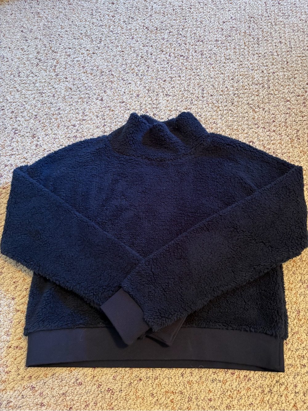 Beyond Yoga Navy Sherpa Mock Neck Pullover